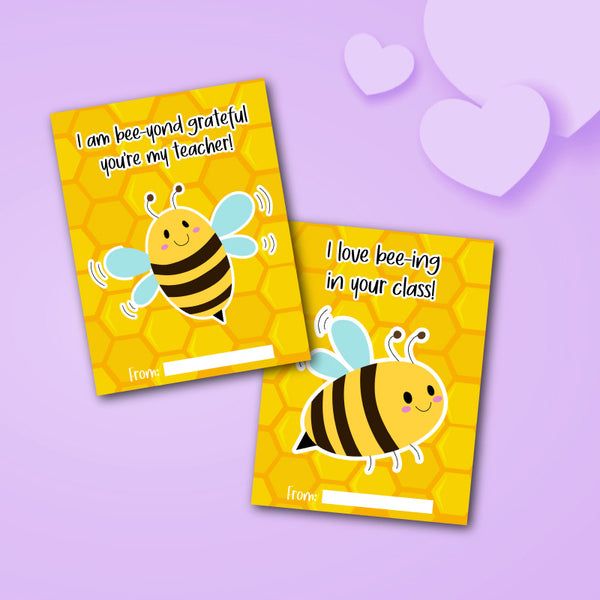 Printable Bee Valentine Cards For Kids