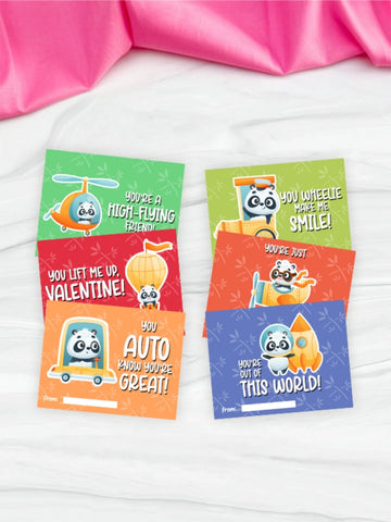 panda theme Valentines Day cards for kids