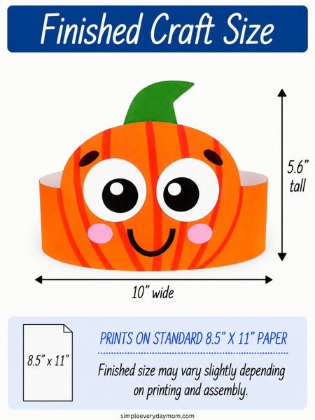 mockup of finished craft size for pumpkin headband craft