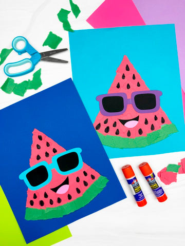 Watermelon Torn Paper Craft Template For Kids