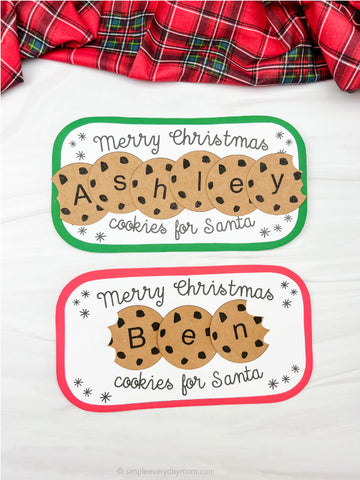 Santa's Cookie Plate Name Craft Template