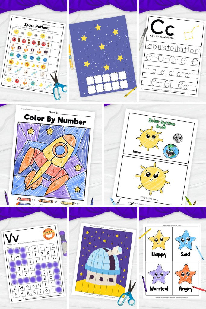 collage image of preschool space printables