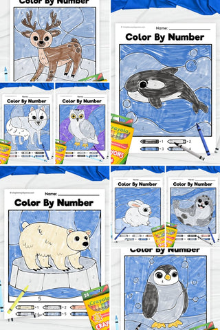 Winter Animals Color By Number Printables For Kids