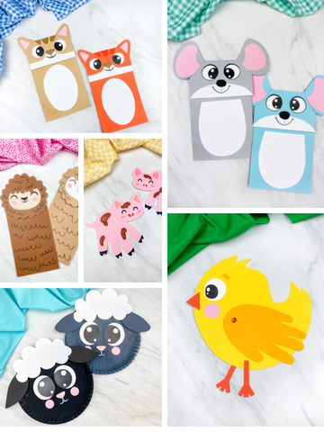 collage of farm animal craft images