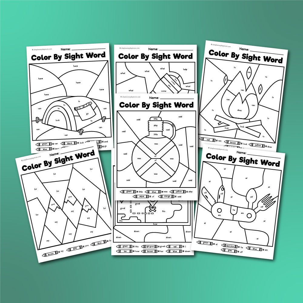 Camping Color By Sight Word Printables