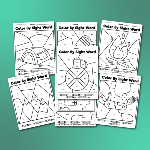 Camping Color By Sight Word Printables