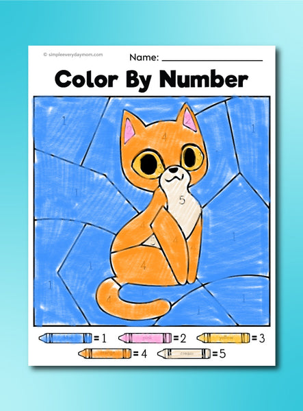 cat color by number printable