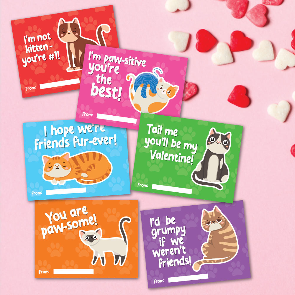 Cat Valentine Cards For Kids – Simple Everyday Mom for Free Printable Cat Valentine Cards