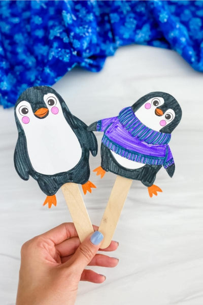 penguin stick puppets