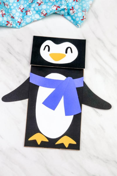 penguin paper bag puppet