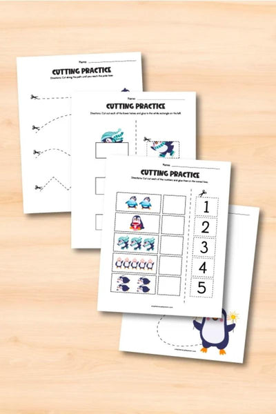 penguin cutting activity pages