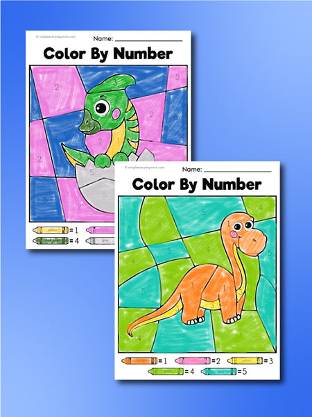 Dinosaur Color By Number Worksheets
