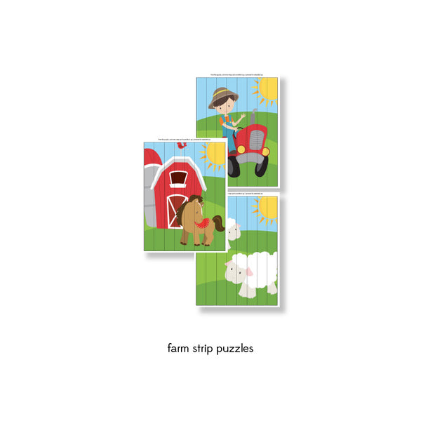 farm animal paper strip puzzles
