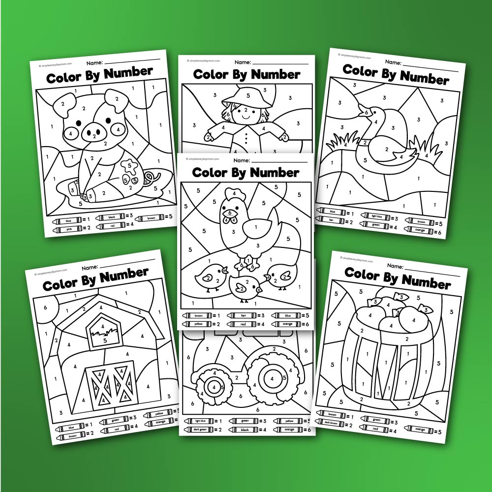 Farm Color By Number Free Printables - Your Therapy Source