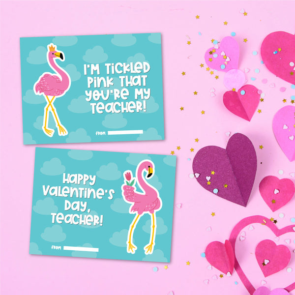 Printable Flamingo Valentine Cards