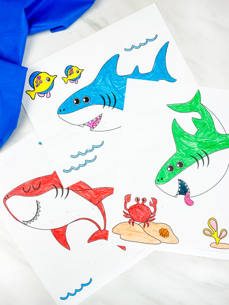 3 shark coloring pages