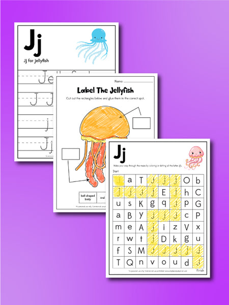 3 jellyfish worksheets for kids