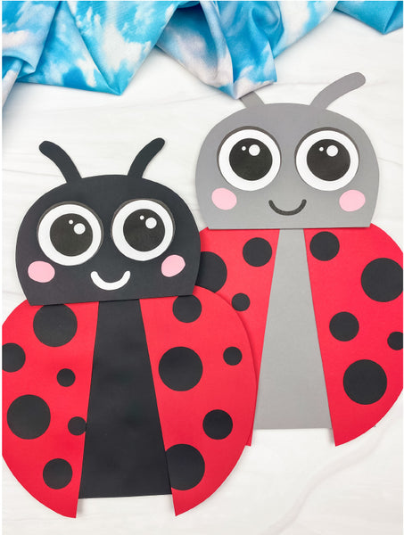 2 ladybug paper bag puppet crafts