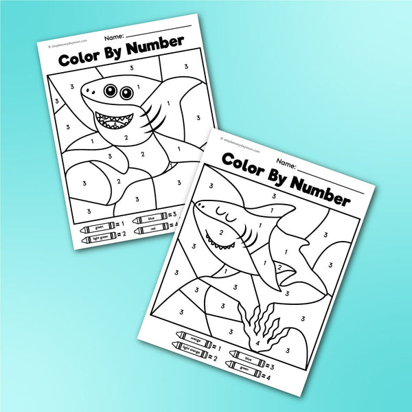 Shark Color By Number Printables