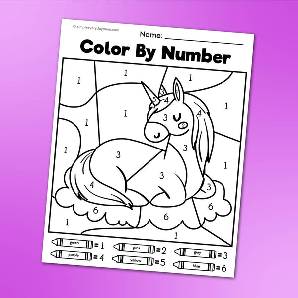 unicorn color by number printables