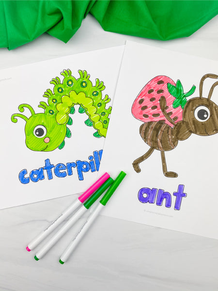 2 bug coloring pages with markers