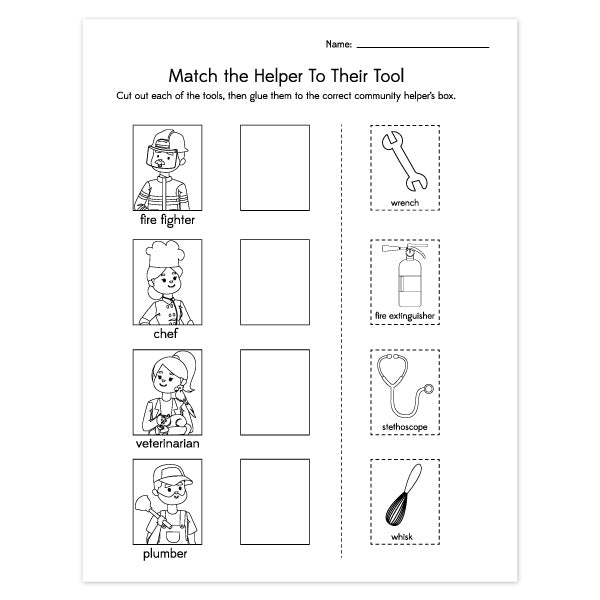 Community Helpers And Their Tools Worksheets