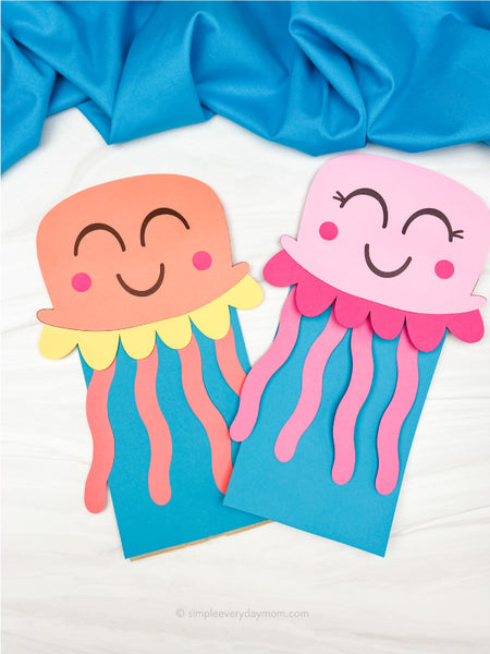 2 paper bag jellyfish crafts