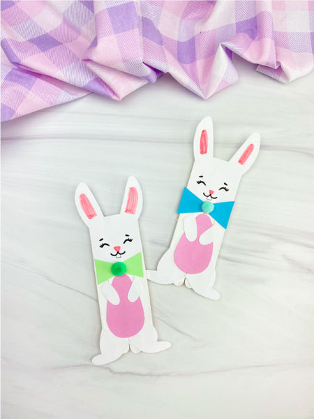2 Easter bunny popsicle stick crafts