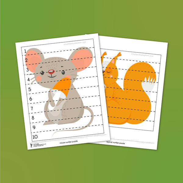 fall animal number puzzles