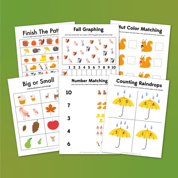 fall preschool printable worksheets