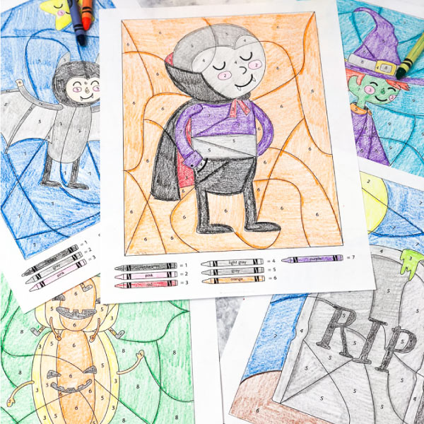 Halloween Color By Number Worksheets