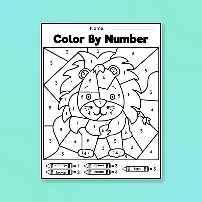 Color By Math Lion Lion Color By Number Coloring Pages