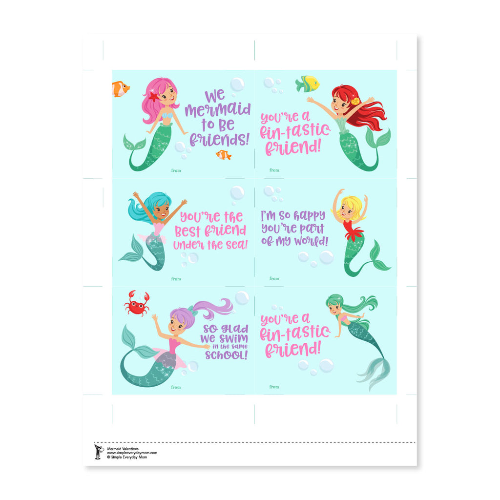 Mermaid Valentines Simple Everyday Mom Mermaid Valentines Simple Everyday Mom