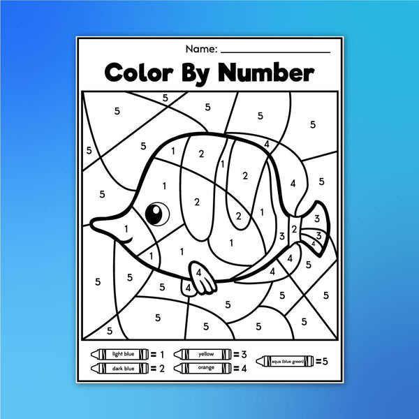 Ocean Color By Number Worksheets