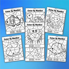 Ocean Color By Number Worksheets