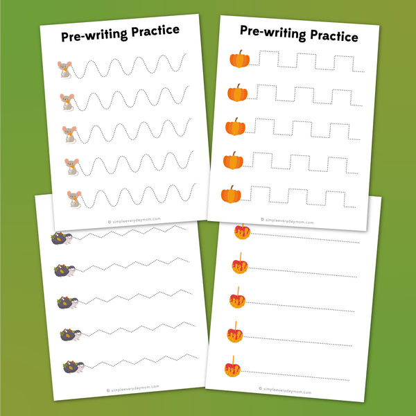 fall pre writing practice worksheets