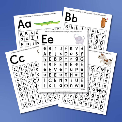 Printable Alphabet Maze Worksheets