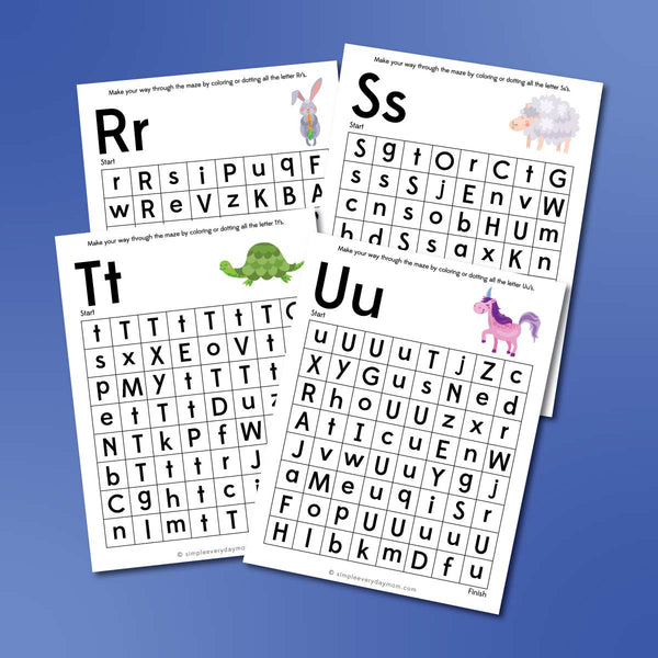 Printable Alphabet Maze Worksheets