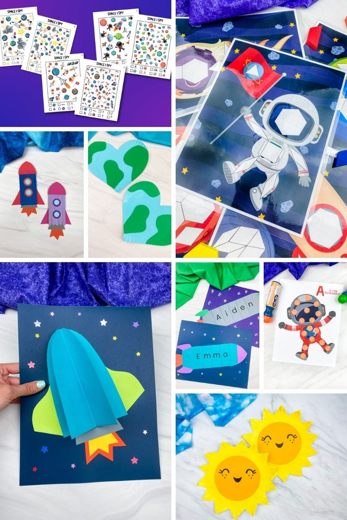space activities for kids image collage