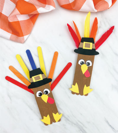 2 turkey popsicle stick crafts
